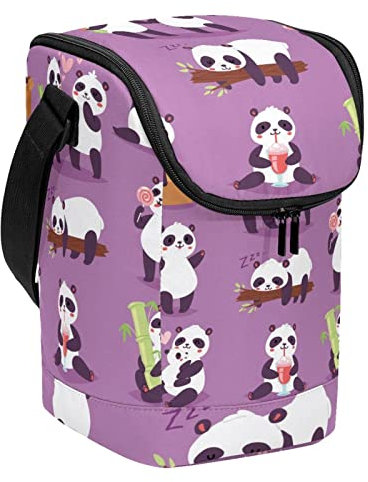 MUOOUM Panda Bamboo Love Playing Sleeping Illustration Large Lunch Pail Reusable Lunch Box Lightweight Lunch Bag Compact Lunch Boxes