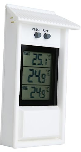YARNOW Outdoor Thermometer Außenthermometer Mit Digitalanzeige Maximal Und Minimalwert Speicherfunktion Für Fenster Wand Und Kühlschrank Weiß