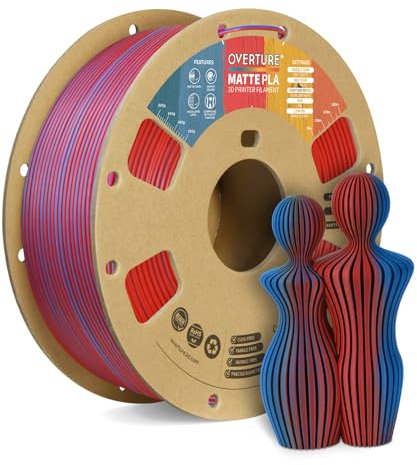 OVERTURE Matte PLA Filamento 1.75mm, Matte PLA Roll 1kg Bobina(2.2lbs), Precisione Dimensionale +/- 0.02 mm, per Stampante 3D (Blau-Rot)