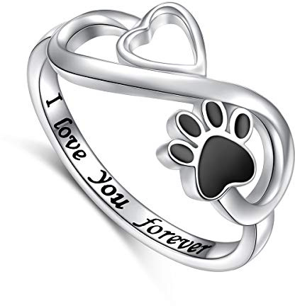 Pfote Ringe Hunde Katzenpfoten Ringe Sterling Silber für Damen und Mädchen Tierliebhaber Ringe Herz Pfote Tierschmuck