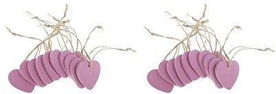 2 Set 10 x bemalte Herzanhänger aus Holz, zum Aufhängen, Basteln, Heimdekoration, Violett