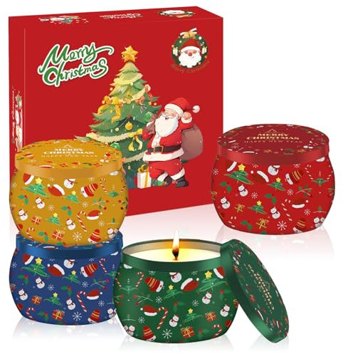 POPOYU 8Pcs Bougie Parfumées Noël,Grosse Bougie Noel 5,65 OZ Bougies Coffret Bougies Parfumées Cadeau,Coffrets Cadeaux de Noël Bougies Parfumées Decorative pour Cadeau de Noel Femme Décoration Maison