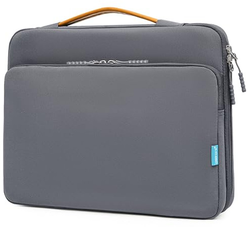 Veki 13-14 Pouces Housse pour Ordinateur Portable, Pochette PC Portable Antichoc Étanche avec Pochette pour Accessoires, Sac de Transport PC Compatible avec MacBook, HP, Dell, Lenovo et Asus (Gris)