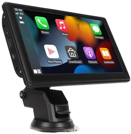 Tragbares Autoradio mit Kabellosem CarPlay und für Android Auto, 7-Zoll-Touchscreen-Bluetooth-Autoradioempfänger mit Mirror Link-Rückfahrkamera, Auto-GPS-Navigationsbildschirm
