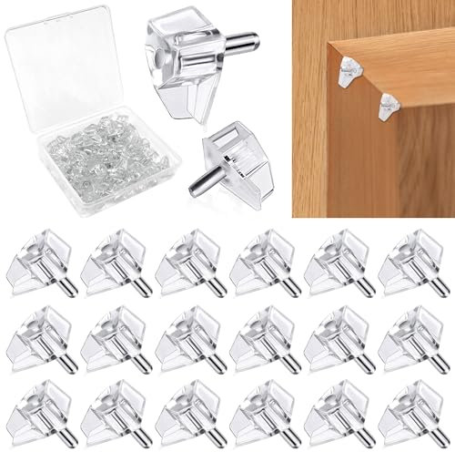 20 Chiodi per supporto per mensole, Staffe per mensole da 5 mm Perni per mensole in plastica trasparente Chiodi per mensole per armadietti da cucina Perni di bloccaggio Supporti per mensole