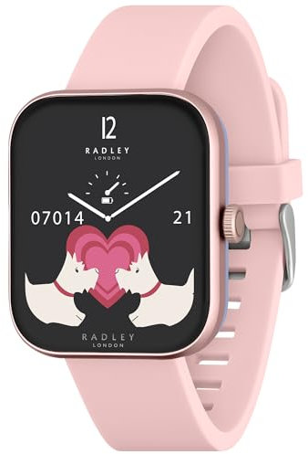 RADLEY Series 32 Smart Watch for Women with Bluetooth Call, Health Fitness Tracker, 1.80”, Heart Rate, Sleep tracking,Pink Silicone Strap, IP68 Waterproof