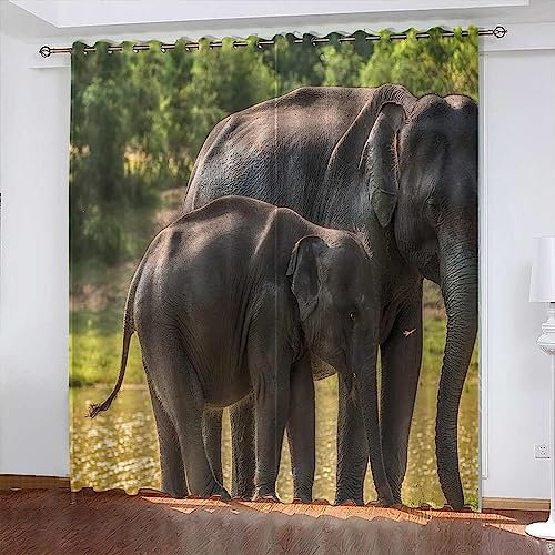 3D Verdunkelungsvorhang Ösen Tierischer Elefant,2Er Set 2 X 70 X 160 cm Gardinen Wohnzimmer Gardinen Blickdicht Kinder Vorhänge Schlafzimmer Dekoschals Gardine -7U2S5Y6X7J9U2J2G1M3K3J5E6P5Q6G7J1G7Z8T