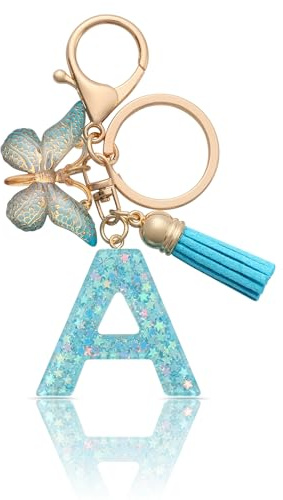 MORSUNBELA Buchstabe Schlüsselanhänger Mädchen mit Anfangsbuchstabe | Buchstaben Schlüsselanhänger mit Anfangsbuchstabe personalisierter Anhänger für Schlüssel als Geschenk für Frauen Damen