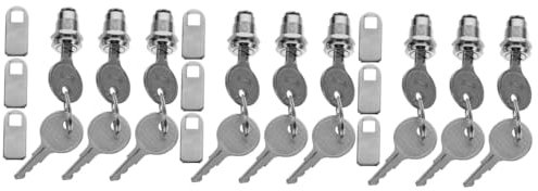 SEWACC Box Mit 9 Sets Nockenschloss Aktenschrankschloss Rv Lagerschlösser Schrankschlösser Mit Schlüssel Rv Schloss Austausch Postfachsperre Nockenschlösser Zinklegierung Silver