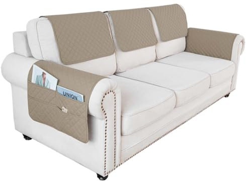 Sofabezug Sesselschoner 1/2/3 Sitzer, Wasserdicht Rutschfest Sesselbezug, Sesselbezug Mit Taschen Armlehnenschoner Für Sesselschoner Sesselauflage Relax für Sofa, Stuhl(Color 12,3 Seater (5pcs))