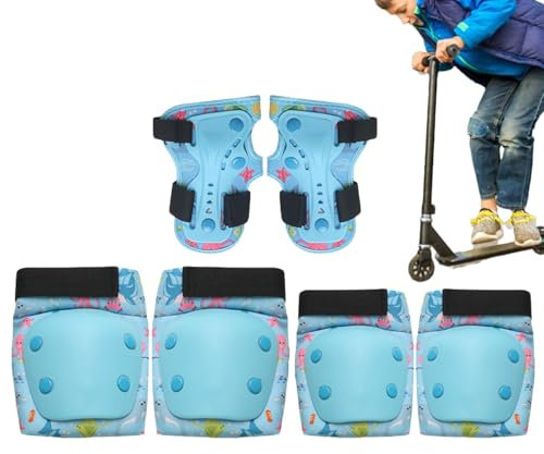 Schutzausrüstung für Rollschuh: Knieschoner für Kinder, Knieschützer zum Skaten, Ellbogen und Handgelenk für Roller, atmungsaktiv und einfach zu verstellen, Schutzausrüstung für Radfahren
