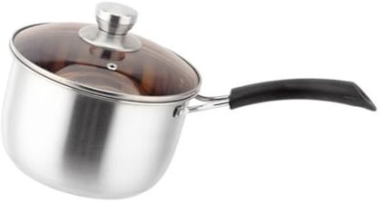 MOLUCKFU Kochtopf Aus Edelstahl Mit Glasdeckel Milchtopf Mit Langem Griff Dicker Suppentopf Für Herd Und Induktion