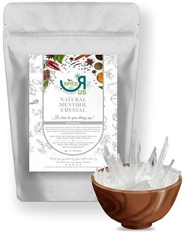 Pure Menthol Crystals Natural Aromatherapy Congestion Blocked Nose Relief Cold Flu Premium Quality by Spice R Us 25g-1900g (50g)