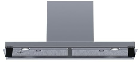 Candy CPY9MXVGG Hotte intégrée 90 cm, 3 niveaux de puissance, 620 m3/h, valve anti-retour, filtre à charbon, filtre anti-graisse en aluminium, éclairage LED, 69 dB, inox