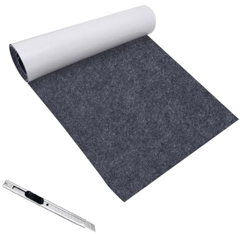 Yuragim Filz Selbstklebend 2mm, 40X220CM Mittelgrau Filzrolle Selbstklebender Klebriger Filzstoff Meterware Klebefilz Mehrzweckklebstoff für Möbel, DIY Box Liner, Cup Mat, Bilderrahmen, Stuhlbein