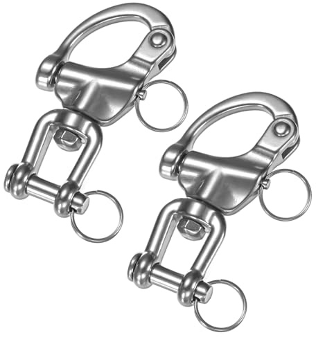 TIXIPEM Swivel Snap Shackles [2PCS] - 316 Stainless Steel Jaw Anchor Swivel Clevis Shackle Use for Sailing Rigging & Camping & Marine - [87MM/3.43IN-700 KG] Quick Release Snap Hook