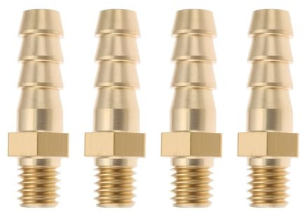 Briny River 4 Connettori Per Tubo Flessibile In Ottone Con Attacco M6 X 1,0 A 6 Mm Per Sistemi Di Alimentazione Aria/carburante Marini