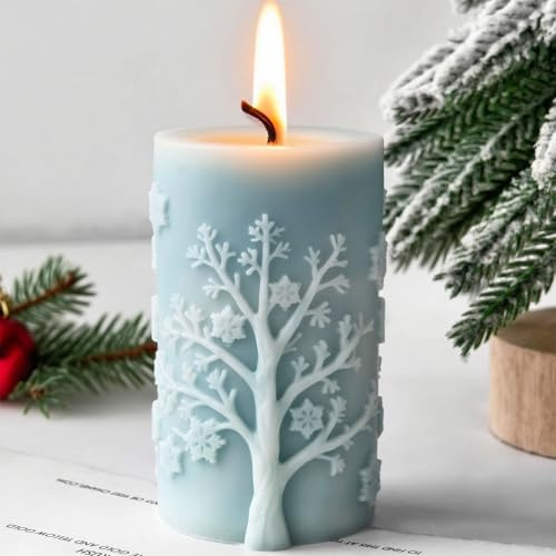 Silikonformen Gießformen Weihnachten, Silikonform Weihnachten Kerzenformen zum Gießen Zylindrische Kerzenform Silikon Schneeflocke Kerzen Formen Silikon Kerzengießform für Duftkerzen (E)