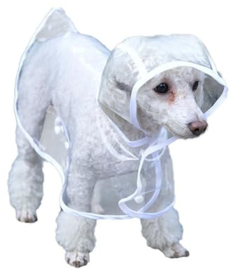 LOORGVEL Hunderegenmantel Poncho Aus Transparentem Eva Für Kleine Hunde Mit Kapuze Regenbekleidung Welpen Haustiere