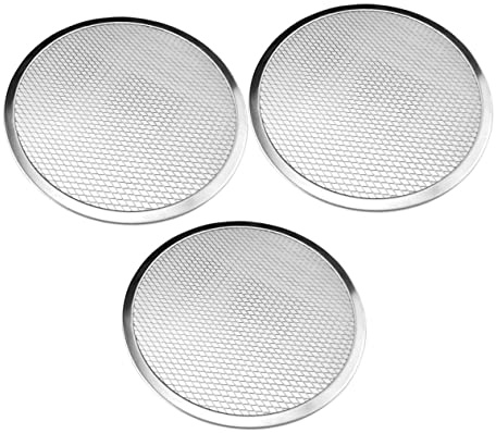 Alipis Molde Adecuado para Hornear para Pizza de Aluminio Redondo 3 Piezas Agujeros Bandeja de Pizza Disipación de Calor y Superficie Lisa para Horno