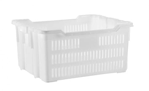 mille idee Cesta Cesto Pane Panificio 50x40x30 in Plastica Alimentare – Cesta Bianca Forata per Pane, Pizza e Prodotti da Forno
