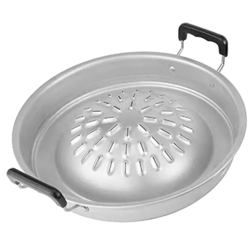 BBQ Grill Pan, Thai Korean BBQ Smoke Steak Grill Charcoal Plate Aluminium Cookware for Outdoor Grilling and Camping
