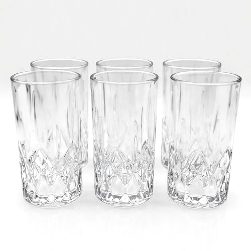RICHFUL Longdrinkgläser Set 6-teilig – 340 ml Trinkgläser aus bleifreiem Glas, spülmaschinenfest & dickwandig – Neue langlebige Kollektion Rhapsody – Highball Cocktail & Whisky Gläser - W24102
