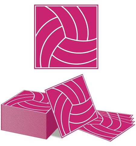Kotkiddy 40 Pezzi di Carta per Servietta Volleyball Monouso Servietta da Pranzo Rosa Bianca Palla Sport Serviette da Cena per Compleanno Baby Shower Festa Decorazione TAV