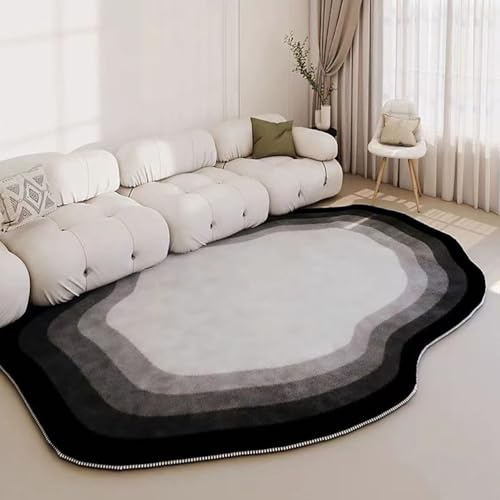 Tappeto in finta pelle di agnello neraMorbido tappeto antiscivolo lavabile per soggiorno e camera dei bambini Passatoia a pelo corto 160 x 230 cm ideale per gli spazi dei ragazzi