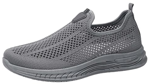 Fitness Shoes Men's Gym Trainers Men's Summer Sports Shoes Slip On Jogging Shoes Without Laces Barefoot Shoes Wear Resistant Road Running Shoes Non-Slip Trainers Running Tennis Shoes, gray, 10 UK