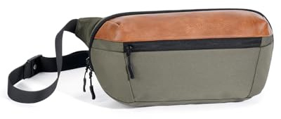 ECOHUB Sling Bag Herren, 4,6L Brusttasche Gespleißtes Kunstleder, 8 Fächer mit RFID-Schutz und Fach für Switch 2, Anti Diebstahl Crossbody Umhängetasche Schultertasche für Alltag und Reise, Grün