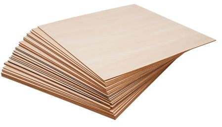 Unfinished Wood 30 láminas de madera tilo 40x40 cm, paneles rectangulares contrachapada en blanco for manualidades y carpintería