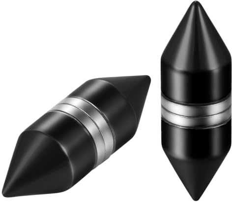 JewelryWe Schmuck 1 Paar Magnetische Fakeplugs Ohrstecker Ohrringe, Edelstahl Geschosskopf Design Fake Plug Tunnel Ohr Magnet Ohrclips Ohne Loch Piercing, Silber Schwarz