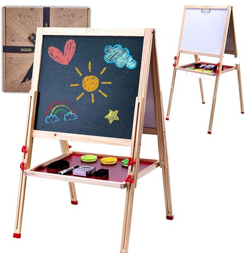 Jaques of London Kids Easel | Blackboard & Whiteboard with Chalks | Kids Chalkboard | Wooden Toys Easel for Toddlers | Since 1795