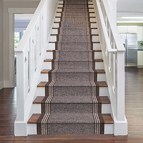 runrug Stair Runner Rug - Non Slip - Staircase Carpet Runner for Stairs - Stain Resistant Stair Carpet Rug Runner - Ideal for High Foot-Traffic - 80cm Wide x 540cm Long - Inca, Brown