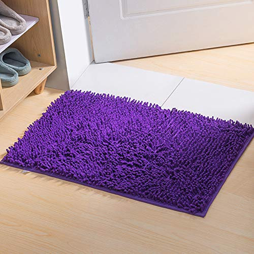 YIQI Alfombra de baño Shaggy de Microfibra de Chenille, Suave y cómoda, Agua súper Absorbente, Antideslizante, Gruesa para el Cuarto de baño (60 x 40 cm, púrpura)
