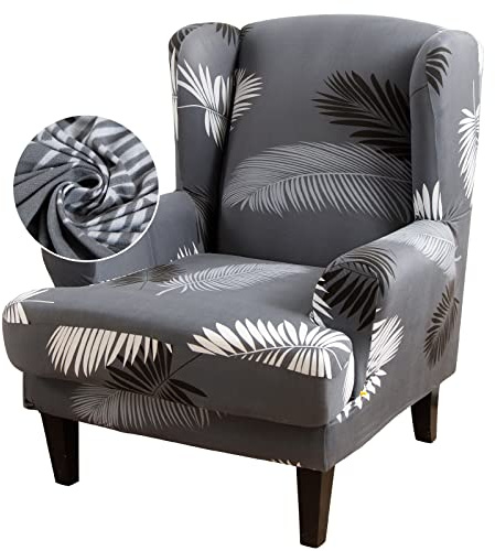 TOPCHANCES Wingback Chair Slipcover,2 Piece Stretch Slipcovers with Cushion Cover for Wingback Chairs,Wingback Chair Covers Sofa Cover for Living Room
