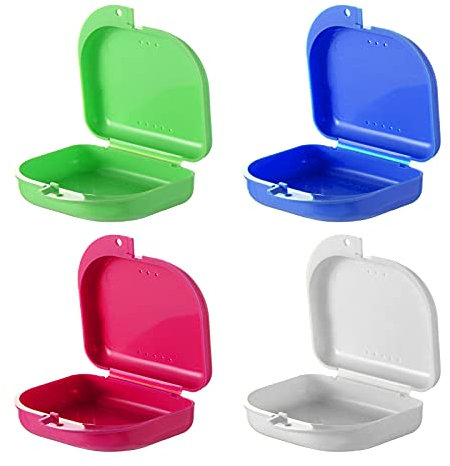 GmeDhc Caja ortodoncia, 4 Piezas Caja de baño para dentadura postiza, Caja Ferula Dental, Caja de dientes para proteger los dientes con agujeros de ventilación, caja de dentadura de ortodoncia (A)