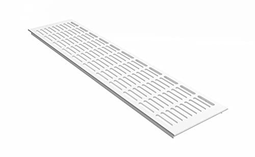 MS Beschläge Heizungsabdeckung 130mm breit Aluminium Lüftungsgitter Weiß RAL9016 pulverbeschichtet Stegblech 30x5mm Lochung Abluft- Zuluftgitter Verkehrsweiß (Länge 400mm)