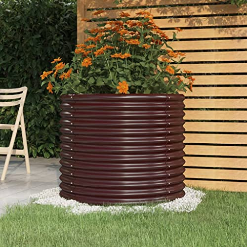 WIFESE Jardinière Surélevée Acier Enduit de Poudre 80x80x68 cm Marron Pot de Jardinière Robuste Lit Surélevé de Jardin Extérieur Potager Balcon Décorer Patio Jardin pour Plantes Légumes Herbes