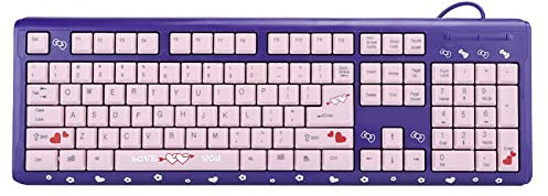 Computer Accessories Peripherals Keyboard USB Wired Ultra Thin Cute Cartoon Style for Home Office Laptop Computer Universal (Purple Pink)