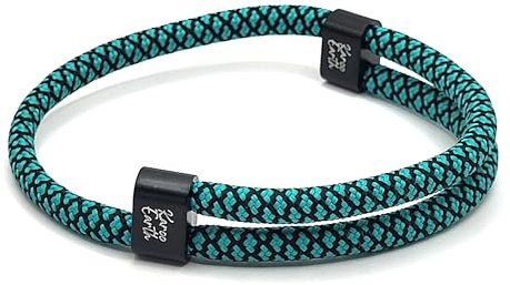 KAROO EARTH JEWELLERY Unisex Rope Bracelet | Adjustable Paracord Durable Waterproof Nautical Surfer Bracelet (Turquoise & Black)