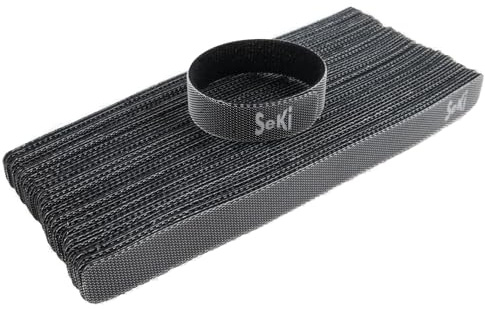 SeKi 50 stycken kardborreband buntband svart 15 cm kardborrband 12 mm bred kabelhantering kabelarrangör återanvändbart kardborrband kardborreband kardborreband