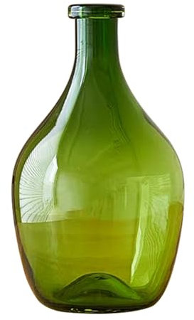XIUWOUG Große Glasvase für Dekor, 11 Zoll klare hohe dekorative Bodenvase, runde Bubble Ballon Vase Glas Krug Vasen für Couchtisch Wohnzimmer Dekor,Grün