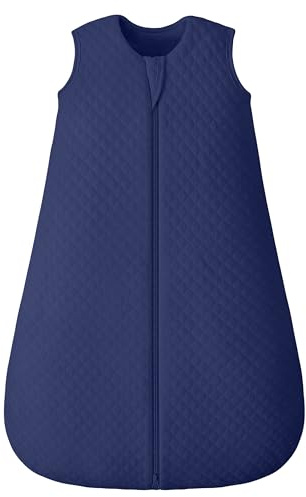 FIEMOL Schlafsack Baby 2.5 Tog 12-18 Monate, Winter Baumwolle Neugeborenen Baby Schlafsack Wearable Decke für Säugling und Kleinkind, 2-Wege-Reißverschluss Schlummersack Blau 84cm