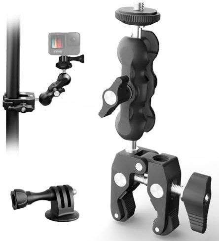 NearStream Bras Magique Clamp Support Gopro Magic Arm Support pour Camera, Filetage Interne Standard 1/4 et 3/8,Rotation à 360°，Convient pour Trépied et Table
