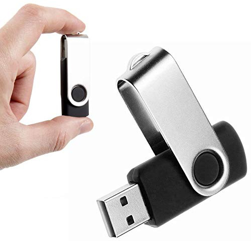 64GB USB 2.0 Flash Drive, Swivel Design, Silver and Black