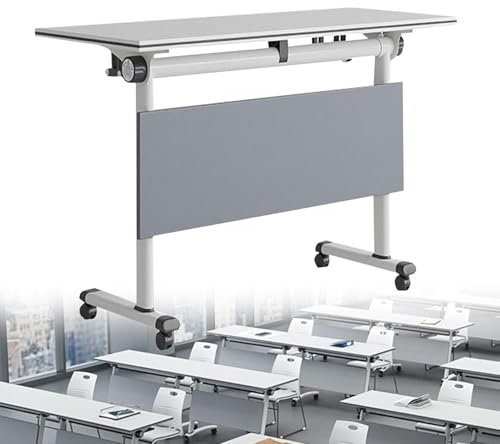 Mobiler faltbarer weißer Konferenztisch mit beweglichem Computertisch, langer faltbarer Besprechungstische für Trainingsraum und Konferenzraum