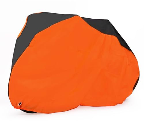 ANFTOP Telo Copribici ,Copertura per Bici Impermeabile e Antipolvere con Design Nero/Arancione - Protezione per Bicicletta da Esterno, Mountain Bike, Bici da Città - Taglia Universale