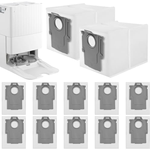 12 stycken dammpåsar för Roborock S8 MaxV Ultra/S8 Max Ultra/Q Revo/Qrevo S/Qrevo Pro/Qrevo Slim/Qrevo MaxV/Qrevo Master/Qrevo Edge/Qrevo Curv 3L stor kapacitet dammsugarpåsar reservdelar